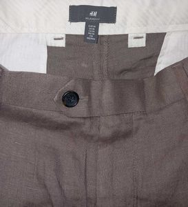 men's dark greige relaxed fit linen shorts
