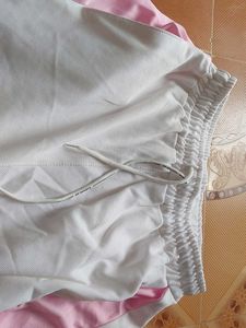 Comfortable White Lounge Pants with Pink Accents