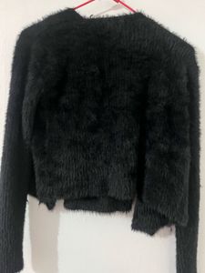 furry crop cardigan with top