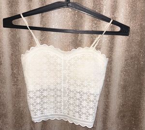 White Lace Crop Top with padding