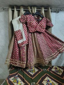 Maroon &amp; Beige khadi Navratri Choli Set