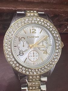Bebe Rhinestone Two-Tone Watch