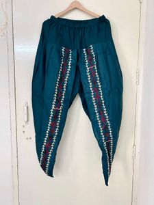 Embroidered A-line thread work organic cotton kurt