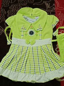 Cute Green Baby Dress with Matching Bag