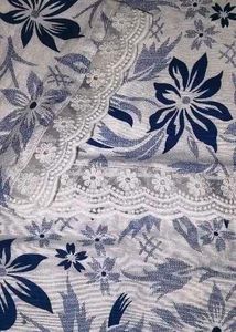Floral Print Kurta with Lace Sleeves
