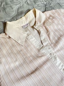 Chic Striped Collared Tunic Top