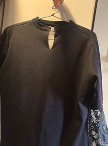 Chic Black Lace Sleeve Top