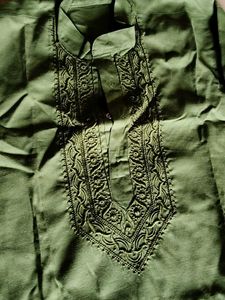 Olive Green Embroidered Kurta