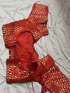 Red &amp; Gold Brocade Blouse
