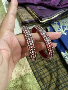 Sparkling Red Stone Bangles