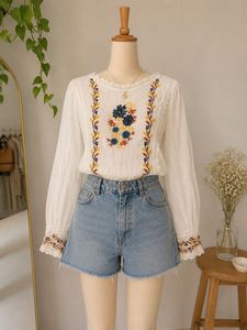 Embroidered White Peasant Blouse