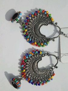 Boho Multicolor Beaded Jhumka Earrings