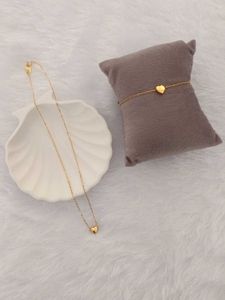 Gold Heart Necklace &amp; Bracelet Set