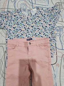 Floral Top &amp; Pink Pants Set
