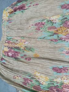 Pleated Floral Midi Skirt