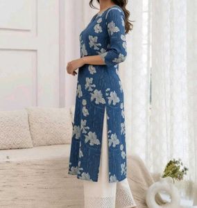 Blue Floral Print Kurta