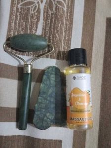 Gua Sha And Jade Roller With Massage Oil