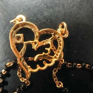92.5 Pure Silver Gold polish Heart Mangalsutra