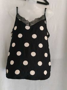 Polka Dot Cami with Lace Trim