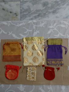 6 Assorted Drawstring Pouches Potli bags