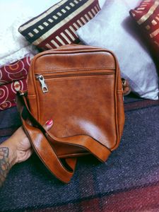 Leather Tan Brown Colour Uni Sex Sling Bag