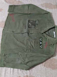 Olive Green Cargo Style Casual Shirt/Jacket