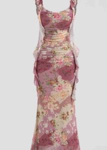 Floral Ruffle Bodycon Maxi Dress