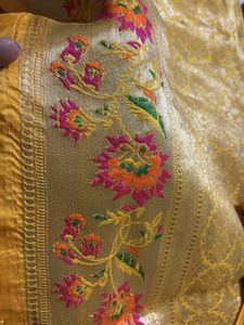 Elegant yellow embroidery saree