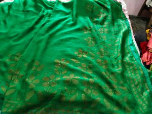 Vibrant Green Floral Saree