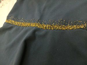 Navy Peplum Dress with Gold Bead Detail