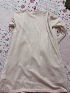 Cream Knit Open Front Cardigan