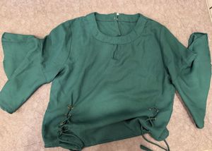 Green Lace-Up Ethnic Kurta