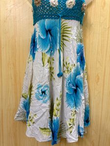 Bohemian Floral Crochet Halter Dress