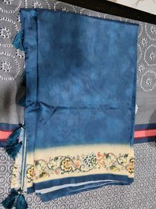 Blue Saree with Decorative Border