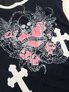 Gothic Skull &amp; Roses Graphic Tee