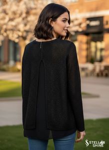 Elegant Black Knit Top by Stellar Shine