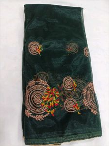 Elegant Green Embroidered Saree