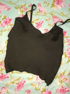 Chic Black Twist Front Crop Top