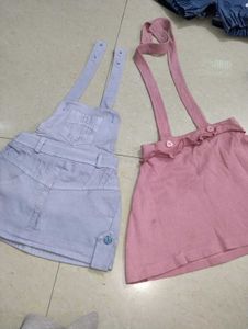 Cute Denim & Pink Overalls Skirts
