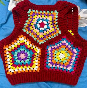 Handmade Crochet Granny Square Vest