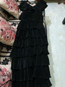 Black Tiered Ruffle Gown