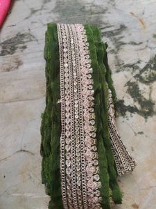 Embroidered Green Lace Border