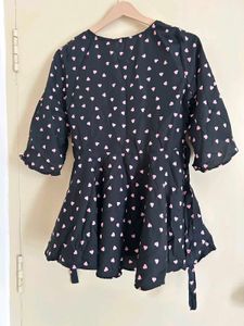 Heart Print Three-Quarter Sleeve Top