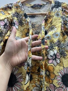 Yellow Floral Giant Puff Sleeve Top