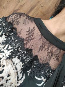 Premium Animal Print Lace Yoke Top | XXL | ₹999