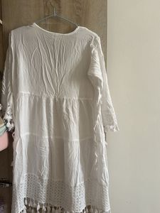 Boho White Tassel Dress