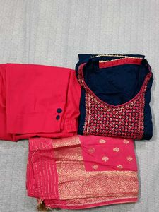 Embroidered Kurta Set with Dupatta