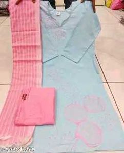 NewLightBlue KurtaSet with PinkDupatta+Plazzo