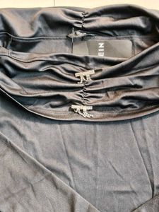 Chic Black Ruched Neck Top