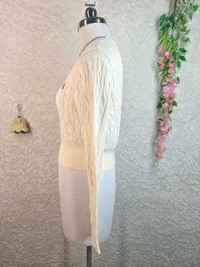 Cream Cable Knit Cropped Sweater